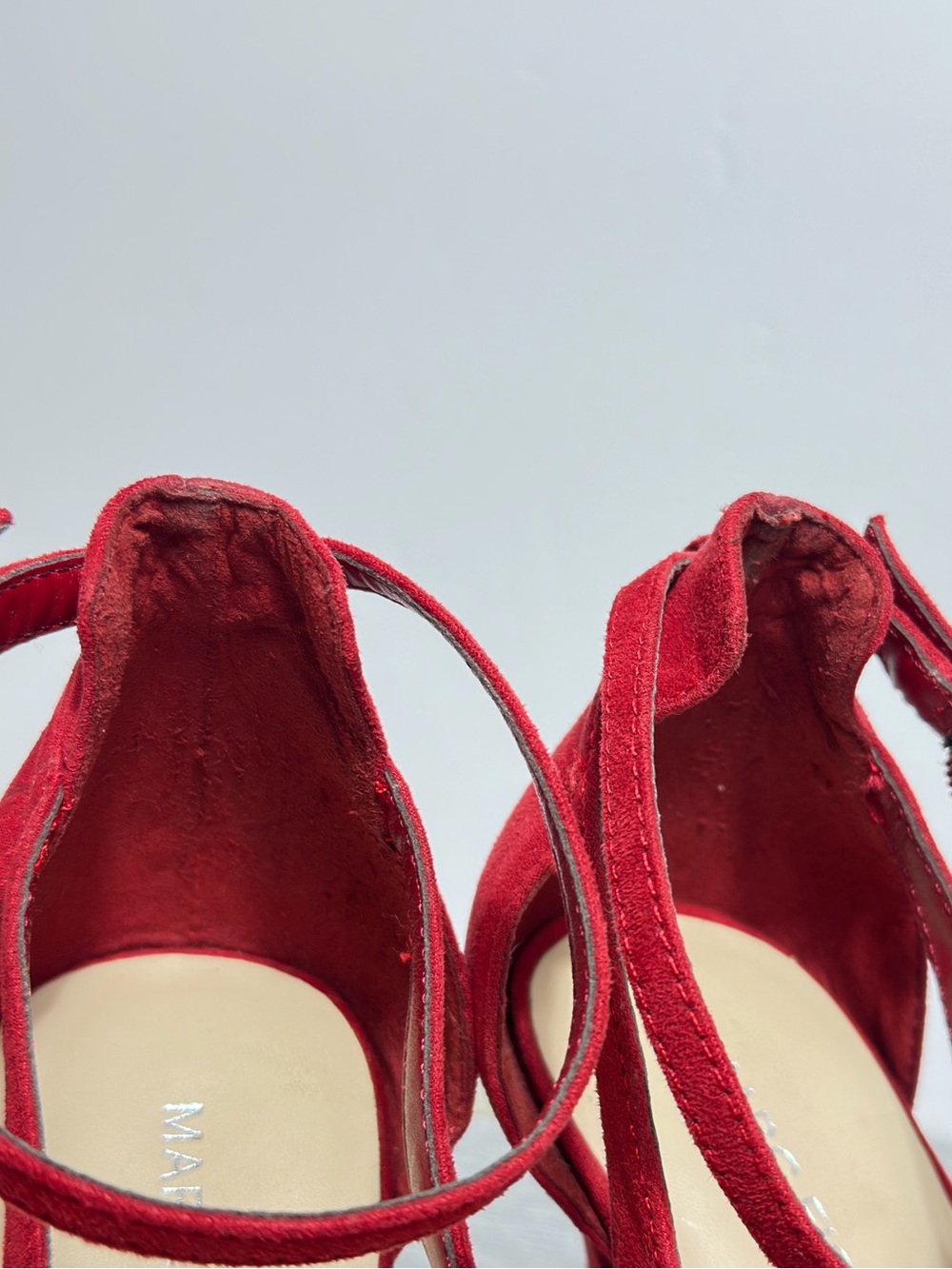 Marc Fisher Red Sexy Suede Peep-Toe Ankle-Strap Heels Women's size 8M Stilettos - Picture 8 of 11